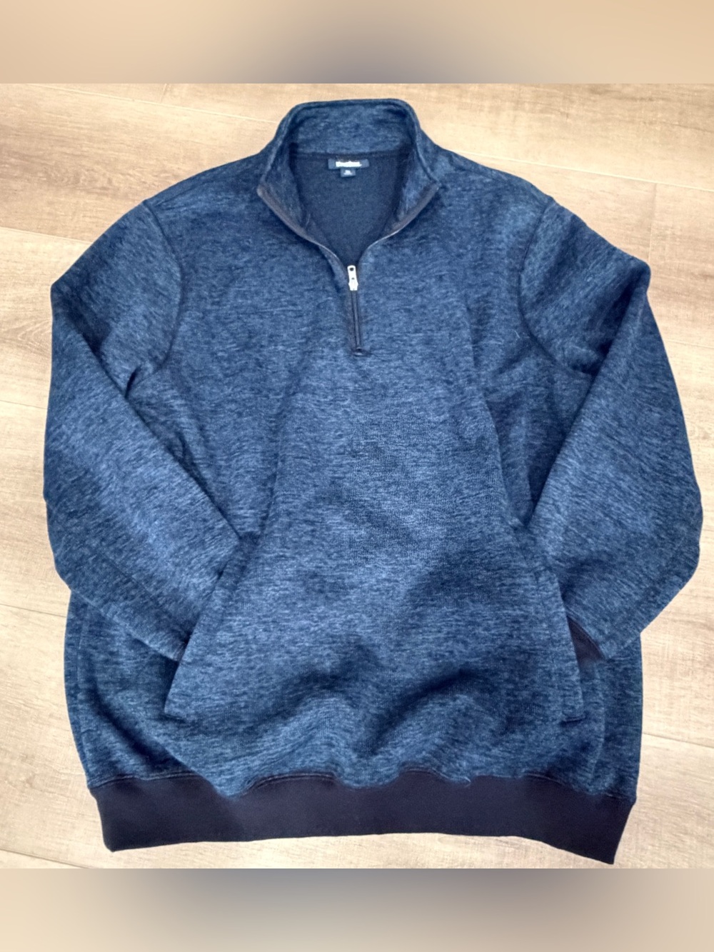 Kingsize Men 2XL Big Blue Heathered Quarter Zip Pullover Sweatshirt Zip Pockets